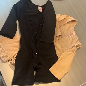 TWO Black/Nude Long Sleeve Faja Body Shapers Size Small